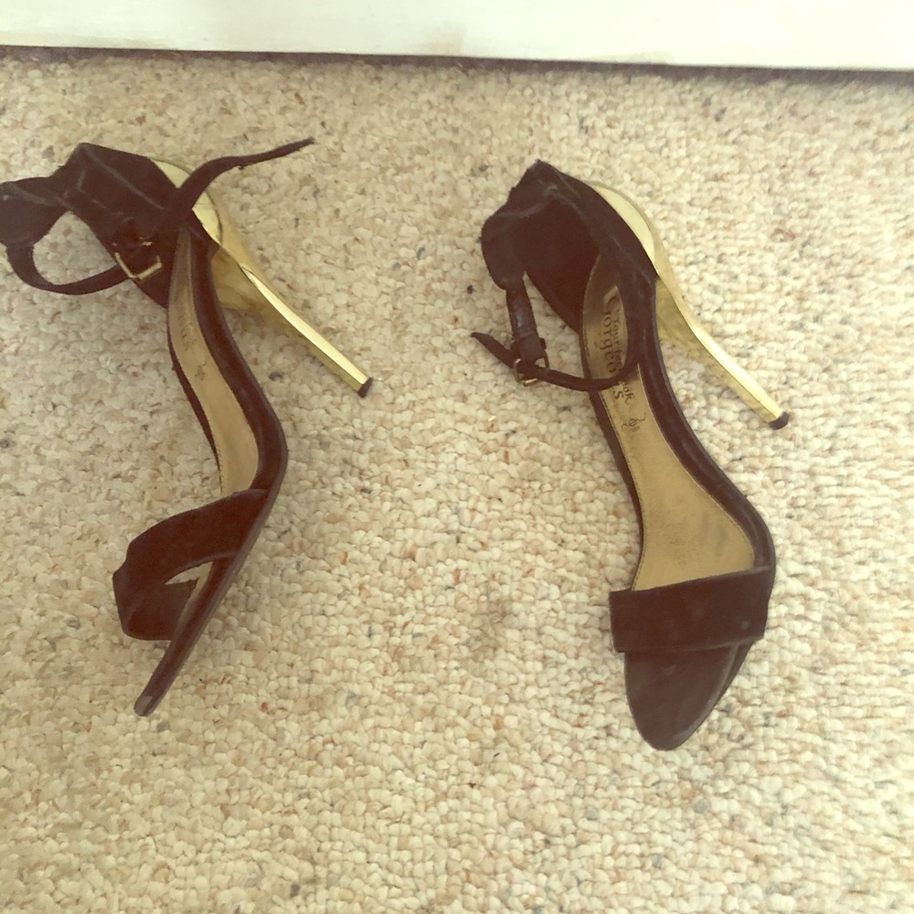 Strapped black heels